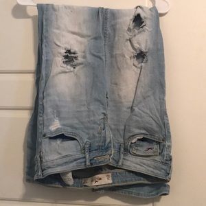 Hollister light wash destroyed jeans